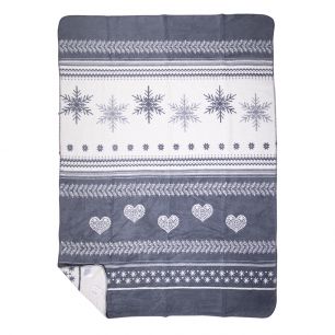 plaid sneeuw harten grijs 130x180cm*