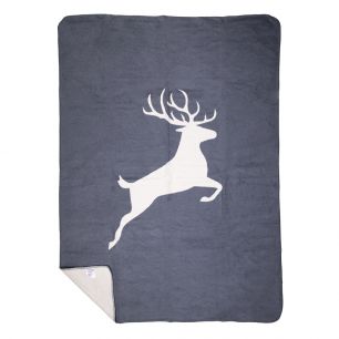 plaid jumping deer dark grey 130x180cm