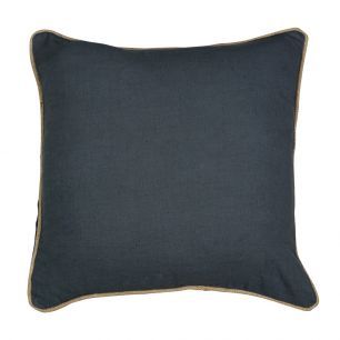 cushion dark grey with jute piping 45x45cm*