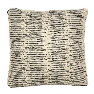 *kussen katoen wol streep grijs/wit 40x40cm*