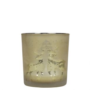 wind light glass dancing deer gold small 8cm