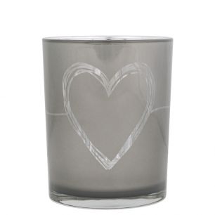 wind light glass heart grey medium 12cm