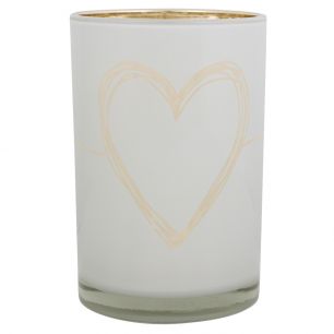wind light glass heart white large 18cm
