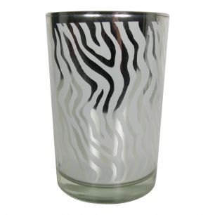 photophore en verre abstrait d'argent large 18cm*