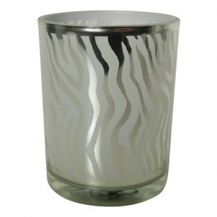 photophore en verre abstrait d'argent medium 12cm*