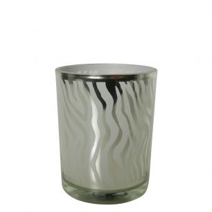 photophore en verre abstrait d'argent small 8cm*