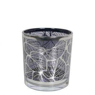 photophore en verre feuille d'argent small 8cm*