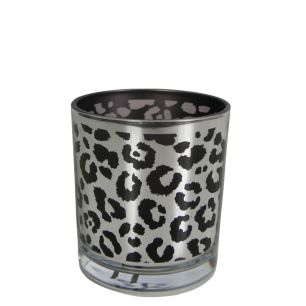 photophore en verre léopard d'argent small 8cm*