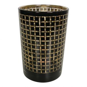 photophore en verre cubes noirs large 18cm*