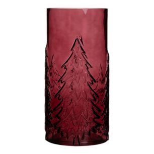 Cilinder met boompatroon rood h32 d16cm
