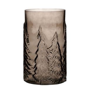 Cilinder met boompatroon taupe h26 d16cm