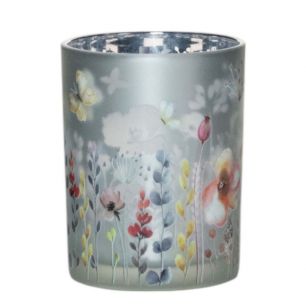 Photophore Border flowers papillon medium 12cm