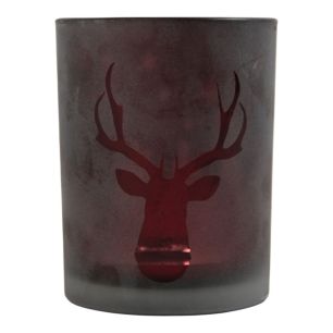 Tea Light holder burgundy deer 18cm