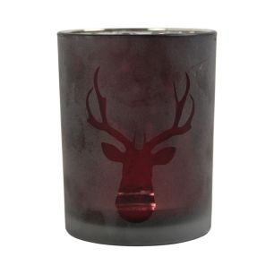 Tea Light holder burgundy deer 12,5cm