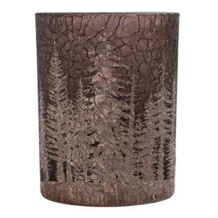 Tea Light holder forest crackle brown 18cm