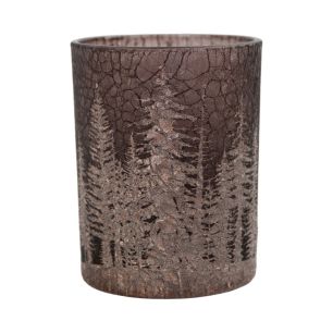 Tea Light holder forest crackle brown 12,5cm
