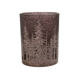 Tea Light holder forest crackle brown 8cm