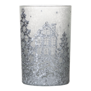 Tea Light holder village crackle white 18cm