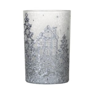 Tea Light holder village crackle white 12,5cm