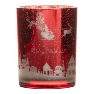 Tea Light holder christmas town red 12,5cm