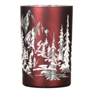 Tea Light holder forest matte red 12,5cm