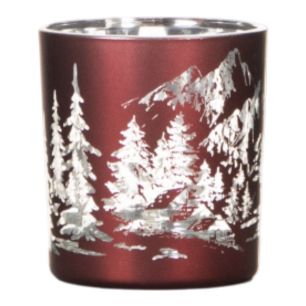 Tea Light holder forest matte red 8cm