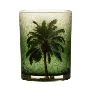 Tea Light holder jungle palm green  12,5cm