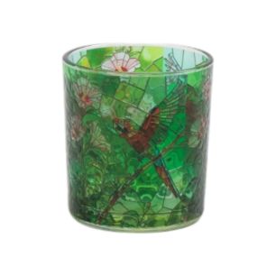 Porte-bougie vitrail vert petit 8 cm