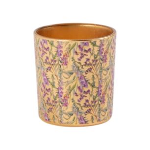 Porte-bougie chauffe-plat delphinium doré petit 8 cm
