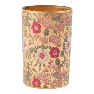 Porte-bougie chauffe-plat mélange de fleurs dorées grand 18 cm