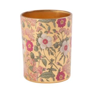 Porte-bougie chauffe-plat mélange de fleurs dorées moyen 12 cm