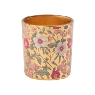 Porte-bougie mélange de fleurs dorées petit 8 cm