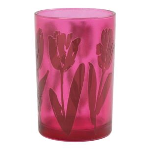 Porte-bougie tulipes fuchsia grand 18 cm