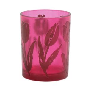 Porte-bougie tulipes fuchsia moyen 12 cm