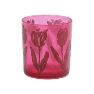 Photophore Tulipes fuchsia petit 8 cm