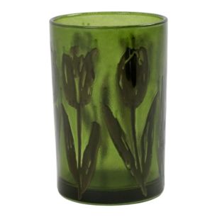 Porte-bougie tulipes vert grand 18 cm