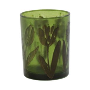 Porte-bougie tulipes vert moyen 12 cm