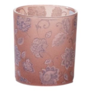 Tea Light holder velvet flowers pink small 8cm