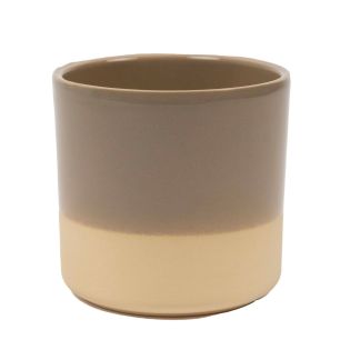 Cylinder Planter Ceramic Dip-Dye Taupe h13 d13 
