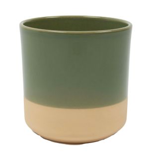 Cylinder Planter Ceramic Dip-Dye Green h15 d15 
