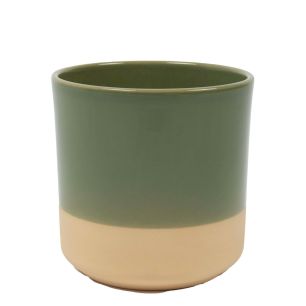 Cylinder Planter Ceramic Dip-Dye Green h10 d10