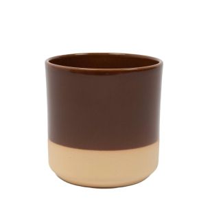 Cylinder Planter Ceramic Dip-Dye Brown h9 d9