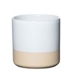 Cylinder Planter Ceramic Dip-Dye White h10 d10