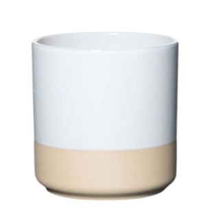 Cylinder Planter Ceramic Dip-Dye White h13 d13 