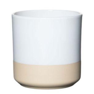 Cylinder Planter Ceramic Dip-Dye White h15 d15 