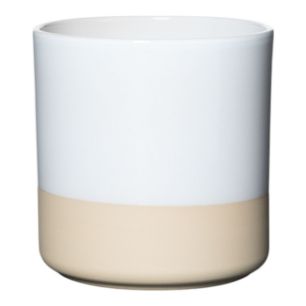 Cylinder Planter Ceramic Dip-Dye White H17 D17