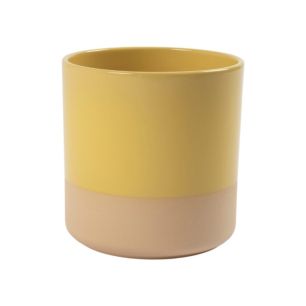 Cylinder Planter Ceramic Dip-Dye Butter Yellow h15 d15 