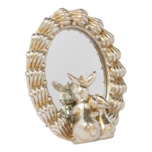 Mirror Oval rabbit resin silver 16x7,2x20,3cm
