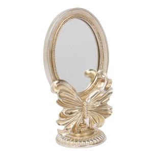 Mirror Oval butterfly resin silver 14,6x10x25,3cm