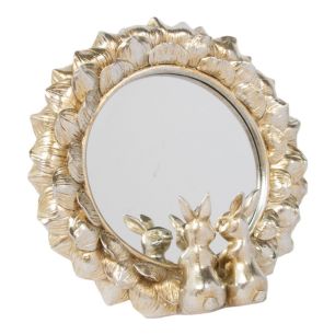 Mirror Round rabbit resin silver 21x6,3x20,6cm
